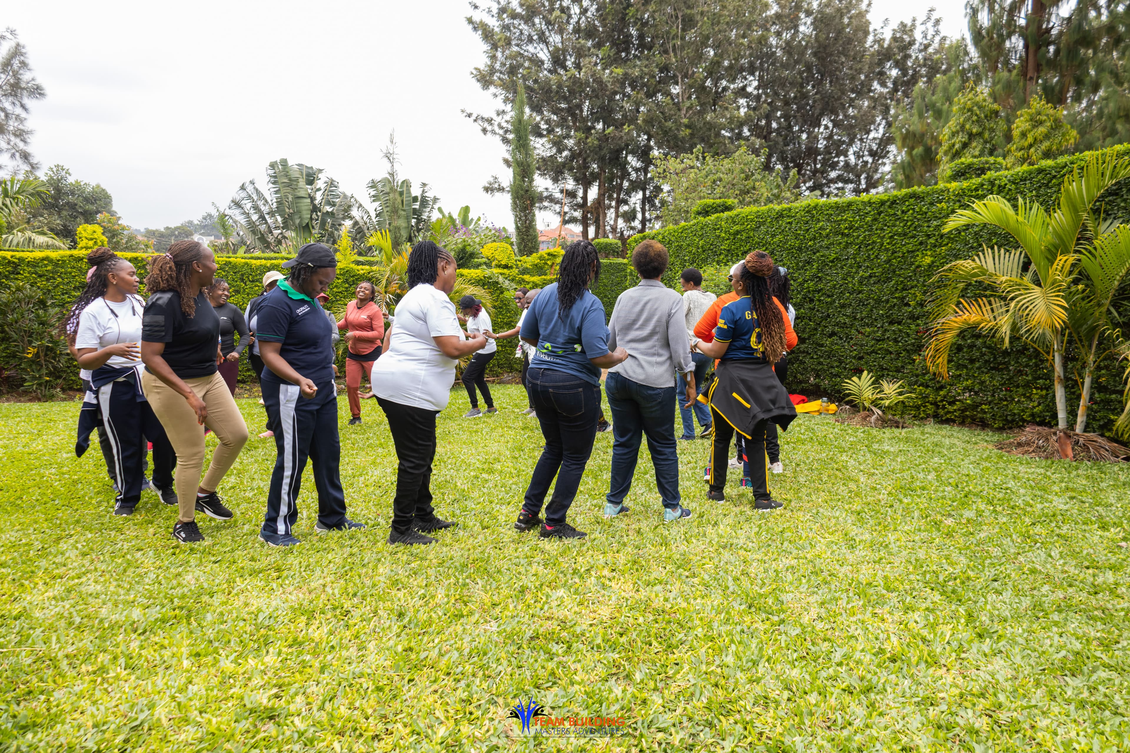 People playing outdoor games on the grass